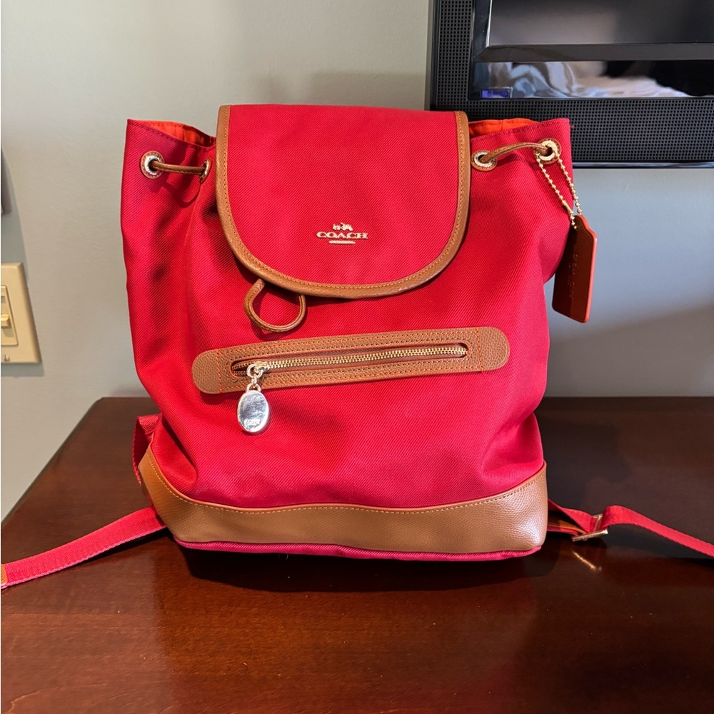 Coach Red and Brown Women's Backpack